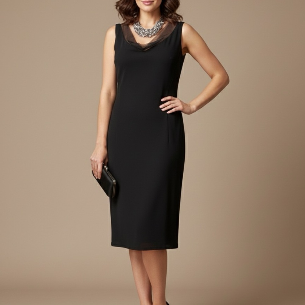*Sale* Minimalist Black Dress Canada Boutique Designer Flowy Luxury Sz L LBD